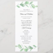 Feuilles d'eucalyptus verts. Programme de mariage (Devant)