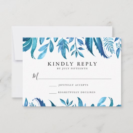 Feuilles d'indigo | RSVP de mariage (Devant)