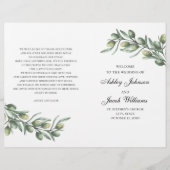 Feuilles d'olive. Programme de mariage italien pli (Devant)