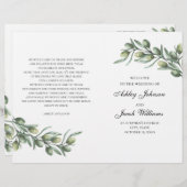 Feuilles d'olive. Programme de mariage italien pli (Devant / Derrière)