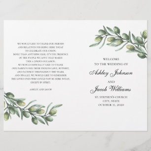 Feuilles d'olivier. Programme de mariage italien p