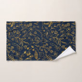 Feuilles d'or bleu marine moderne chic (Serviette à main)