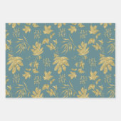 Feuilles d'or Bleu Vert Mariage Printemps (Devant)