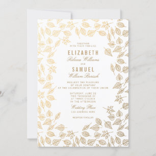 Feuilles d'or d'automne Faire-part de mariage blan