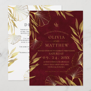 Feuilles d'or / Faire-part de mariage de Bourgogne