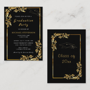Feuilles d'or Invitation de diplôme encadrée
