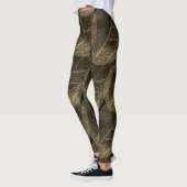 FEUILLES D'OR NOIR Motifs leggings actifs (Gauche)