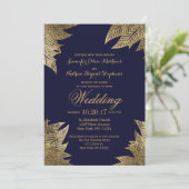 Feuilles d'or sur les invitations à des mariages b (Debout devant)