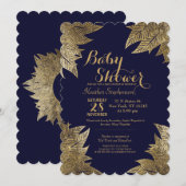 Feuilles d'or sur les invitations aux douches pour (Devant / Derrière)