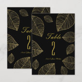Feuilles d'Or sur un Élégant Numéro de Table de Ma (Devant / Derrière)