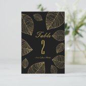 Feuilles d'or sur un numéro de table de mariage él (Debout devant)