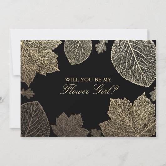 Feuilles d'or tombent Invitation de Fille Fleur de (Devant)