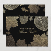 Feuilles d'or tombent Invitation de Fille Fleur de (Devant / Derrière)