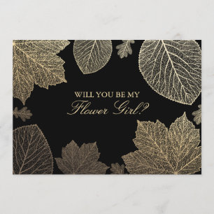 Feuilles d'or tombent Invitation de Fille Fleur de