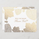 Feuilles d'or tombent Invitation de Fille Fleur Ma (Devant / Derrière)