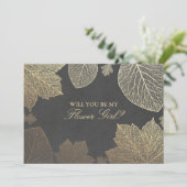 Feuilles d'Or Tombent Invitation Fille Fleur de Ma (Debout devant)