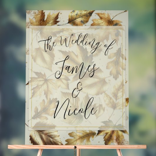 Feuilles dorées beige amande glamour mariage d'aut (Neutre)