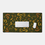 Feuilles dorées d'automne chaud motif vert foncé (Clavier et souris)