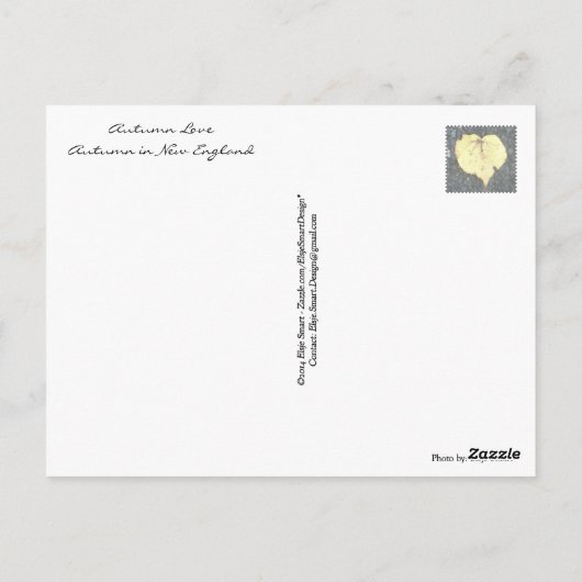 Feuilles du coeur - Carte postale d'amour d'automn (Dos)