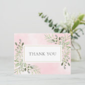 Feuilles Élégantes Végétal Rose Aquarelle Merci (Debout devant)