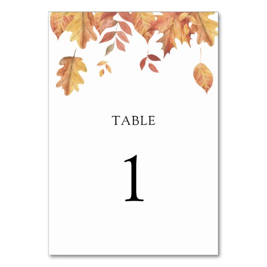 Feuilles en chute - numéro de table mariage (Dos)