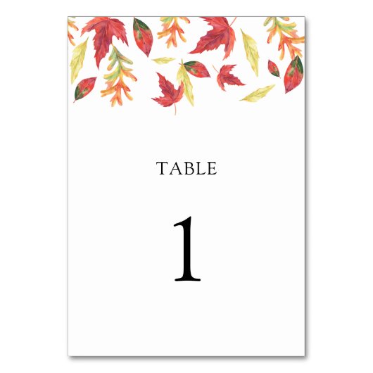 Feuilles en chute - numéro de table mariage (Dos)