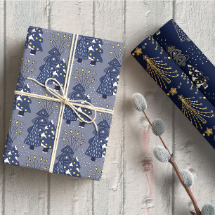 Feuilles en papier d'enveloppement de pin bleu dor
