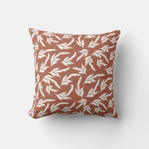 Feuilles en terre cuite, coussin jeté floral moder