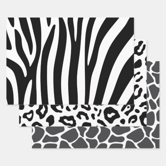 Feuilles Envelopper papier Zebra Leopard Giraffe P (Lot)