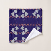 Feuilles Et Astérisques Bleu Marine  (Gant de toilette)