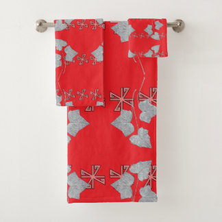 Feuilles et astérisques rouges