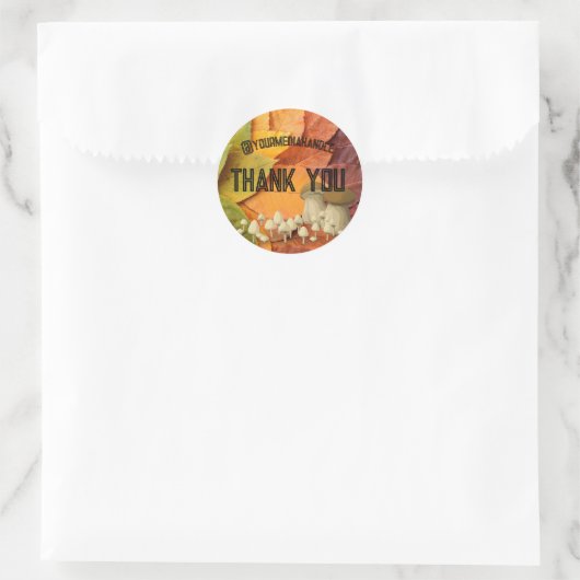 Feuilles et champignons CUSTOM Merci autocollants (Sac)