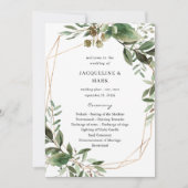 Feuilles et Eucalyptus Gold Mariage programme de c (Devant)