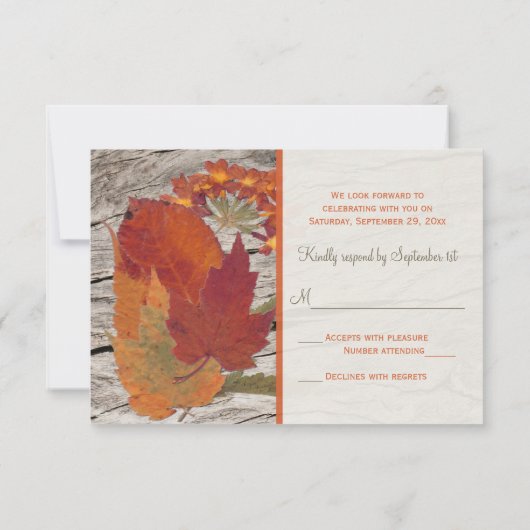 Feuilles et fleurs d'automne séchées Carte RSVP (Dos)