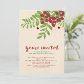 Feuilles et fleurs de la baie Invitation de Noël (Debout devant)