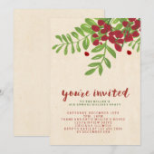 Feuilles et fleurs de la baie Invitation de Noël (Devant / Derrière)