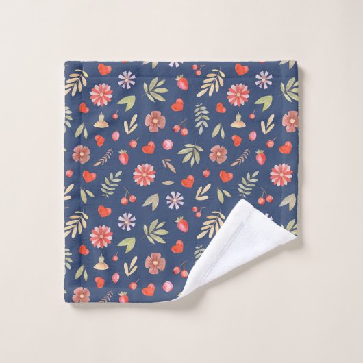 Feuilles et fleurs romantiques (Gant de toilette)