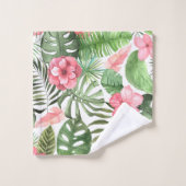 Feuilles et fleurs tropicaux (Gant de toilette)