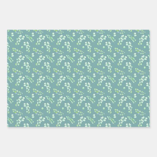 Feuilles et fleurs Vert bleu (Devant)