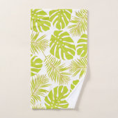 Feuilles et monogrammes tropicaux classiques bleu  (Serviette à main)