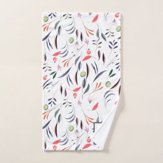 Feuilles Et Plumes Monogrammes (Serviette à main)