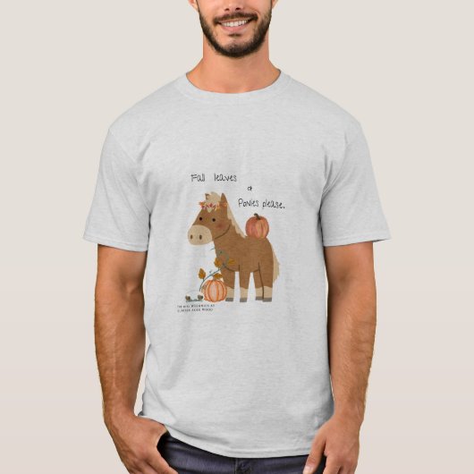 Feuilles et Ponies Automne S'il vous plaît T-shirt (Devant)
