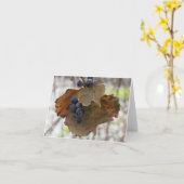 Feuilles et sacs bleus - Carte de voeux vierge (Fleur jaune)