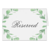 Feuilles eucalyptus. Carte de table Réservé mariag (Devant Horizontal)