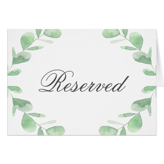 Feuilles eucalyptus. Carte de table Réservé mariag (Devant Horizontal)