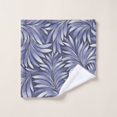 Feuilles fantaisie bleu et blanc de Caroline (Gant de toilette)