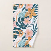 Feuilles Fleurs Tropicales Bohème (Serviette à main)