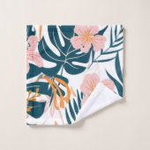 Feuilles Fleurs Tropicales Bohème (Gant de toilette)