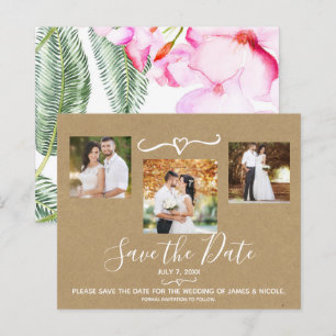 Feuilles Florales Tropicales Mariage Photo Carte d