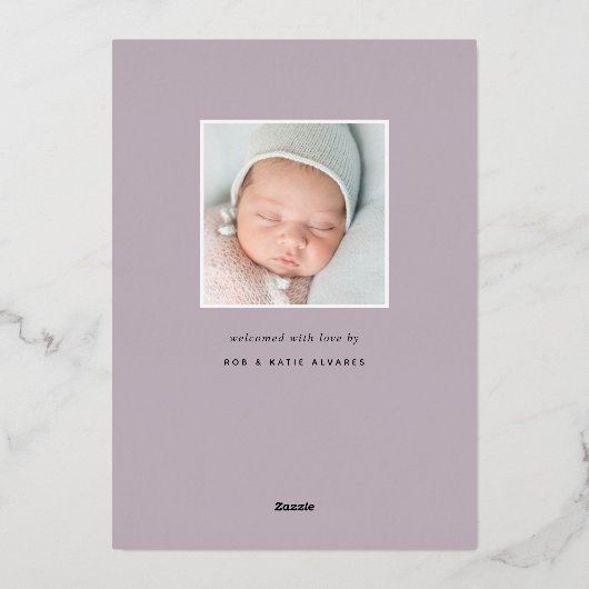 Feuilles Foil délicats | Faire-part de naissance p (Verso)